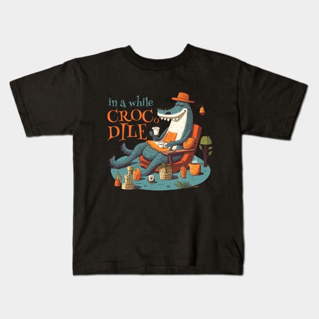 in a while crocodile Kids T-Shirt by adigitaldreamer